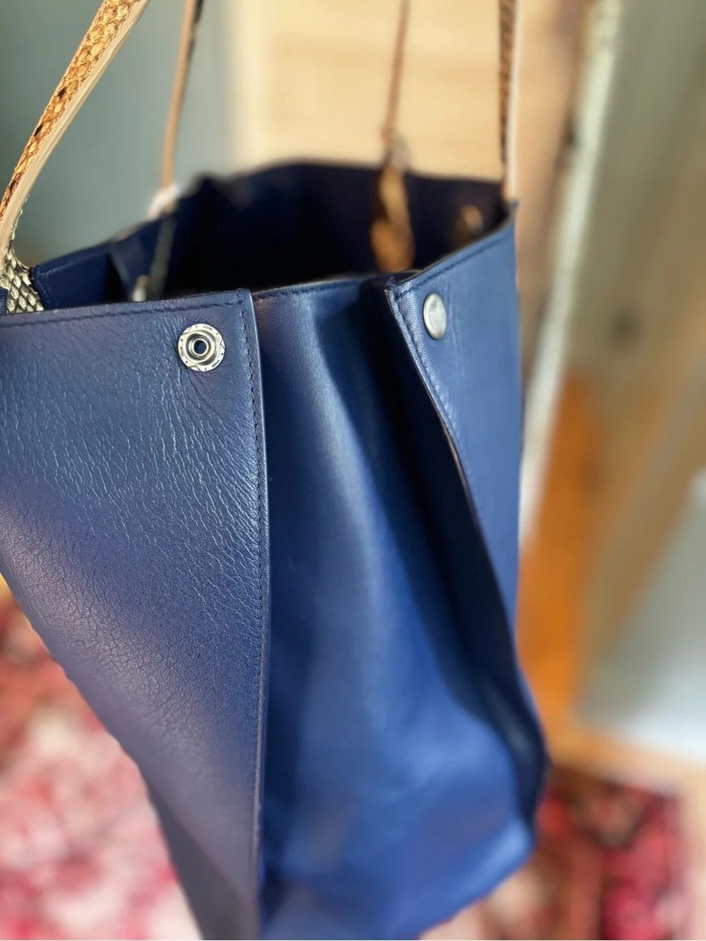 Christian Dior Large DiorAddict Exotic Python Leather Blue Shopping Tote EUC